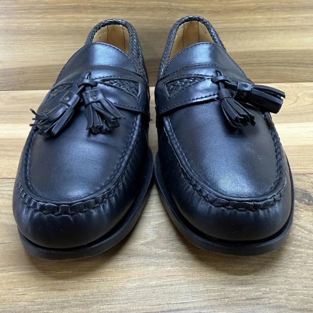 Allen Edmonds Maxfield Tassel Moc Toe Loafers 10 D Black Preppy Ivy Business‎